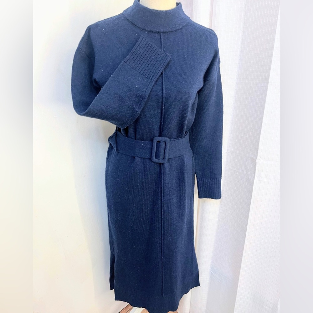 Fate Navy Long Sleeve Sweater Midi Dress